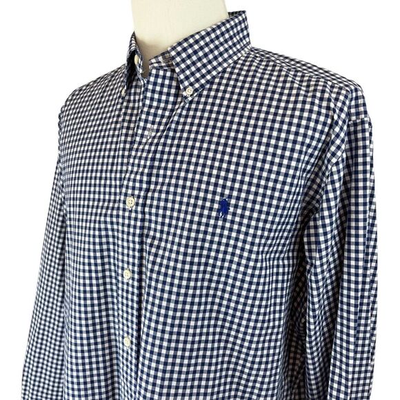 RALPH LAUREN Blue Check Gingham Plaid Long Sleeve Button Front Shirt Size‎ XL - Picture 4 of 13